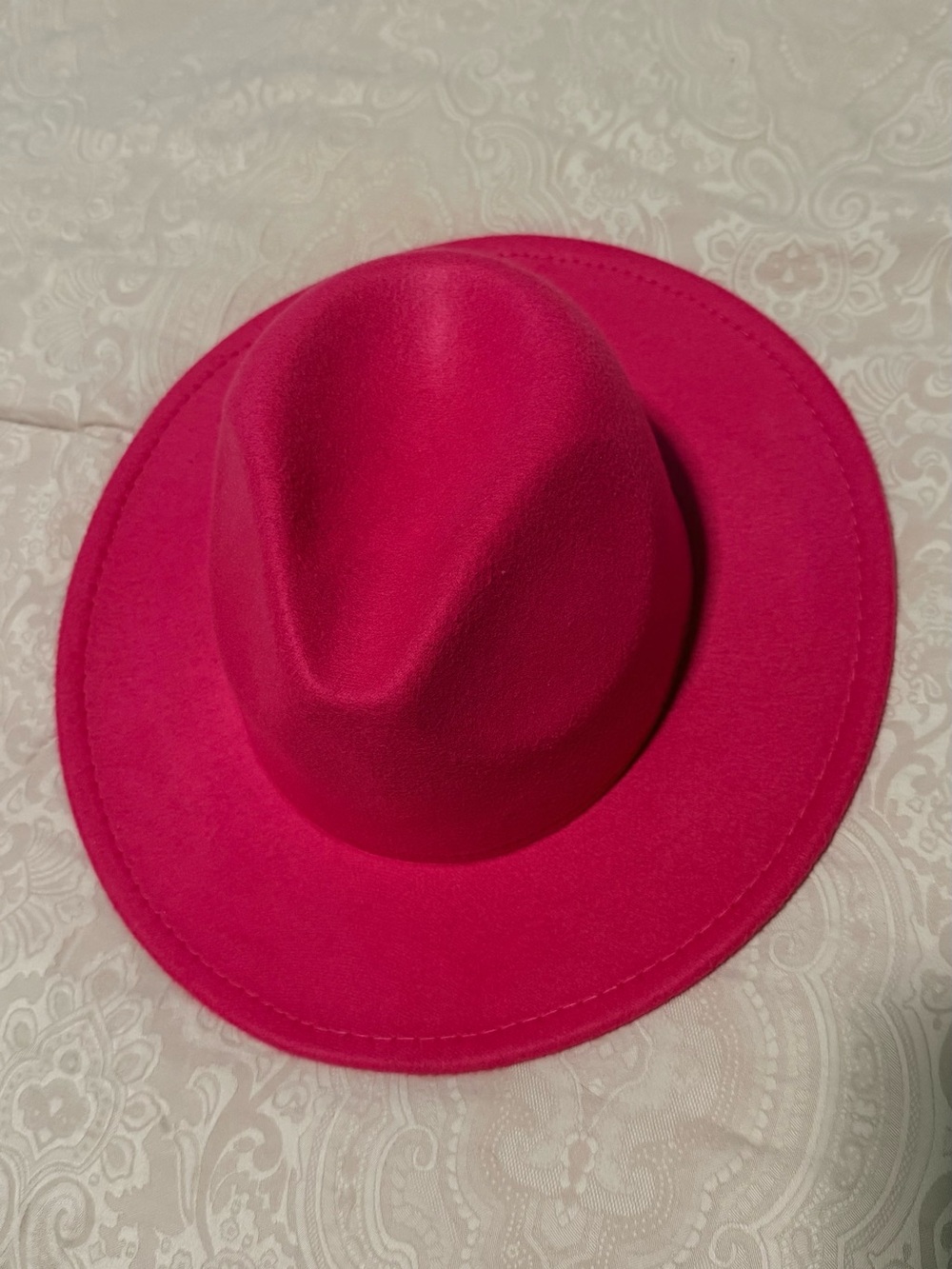 Women's Fashion Wide-Brim Pink Felt Fedora Hat